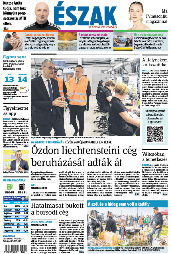 Lapszám: 2025.10.03. + MELLÉKLET