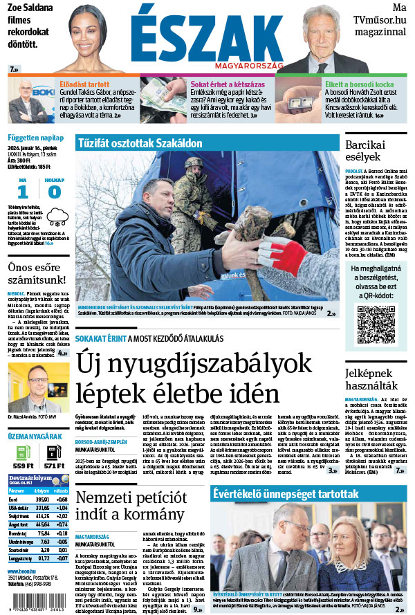 Lapszám: 2026. 01. 16. + MELLÉKLET